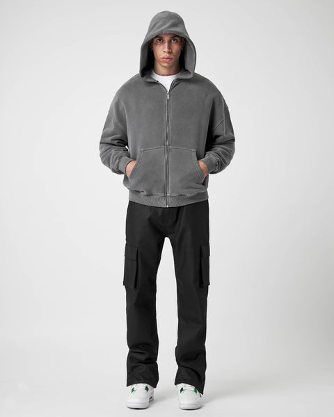 Stone Grey Basic Zip Hoodie