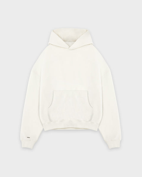 Heavy Cropped Off White Basic Hoodie