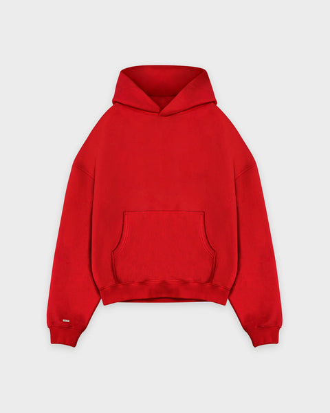 Heavy Cropped Flame Red Basic Hoodie