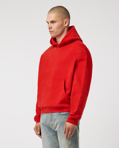 Heavy Cropped Flame Red Basic Hoodie