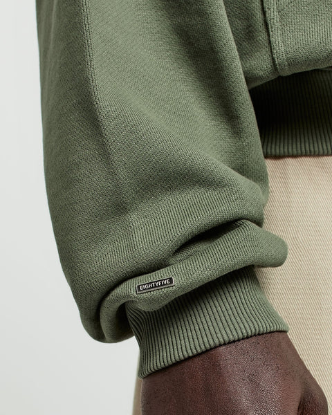 Heavy Smokey Green Basic Zip Hoodie